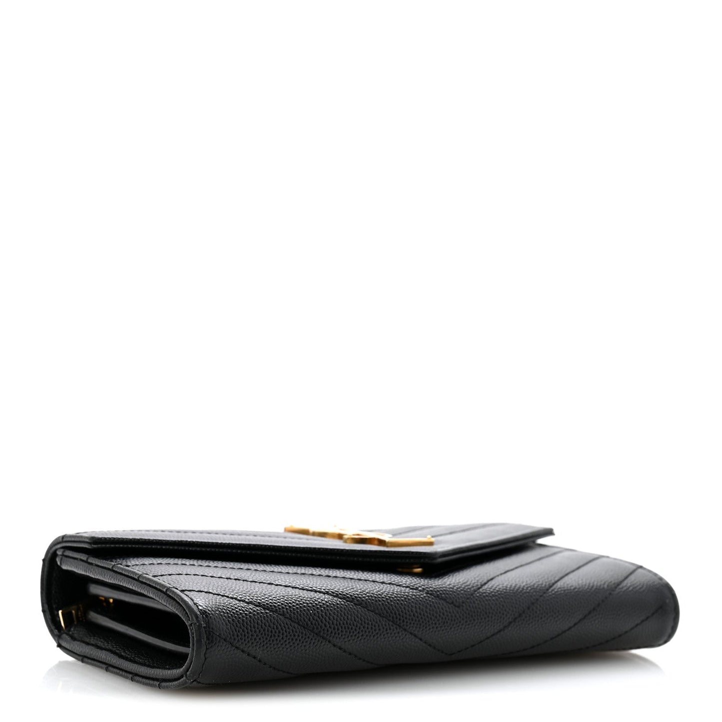 Grain De Poudre Matelasse Chevron Monogram Flap Wallet Black