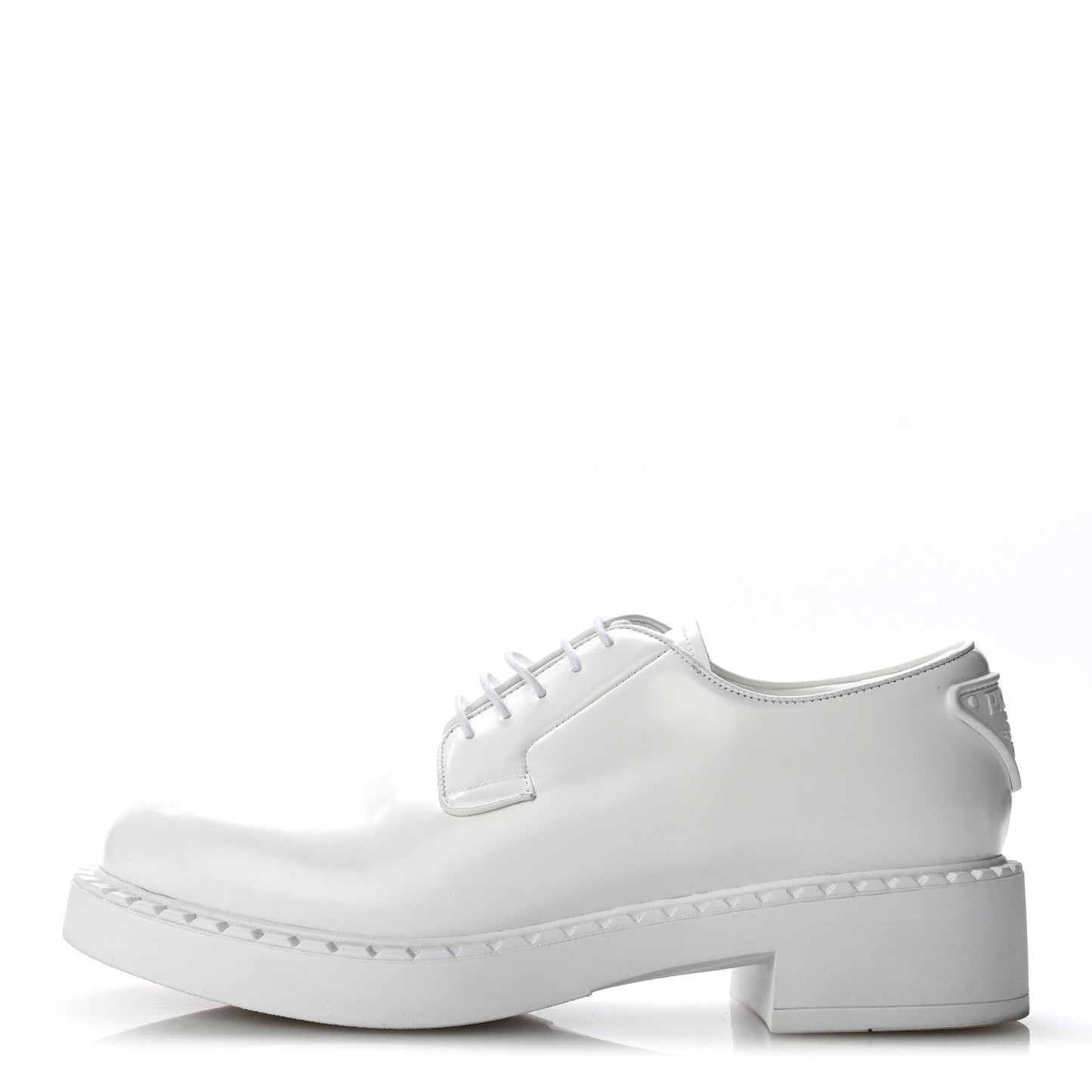 Spazzolato Calzature Donna Triangle Logo 50mm Derby Loafers 38.5 White 38.5 White