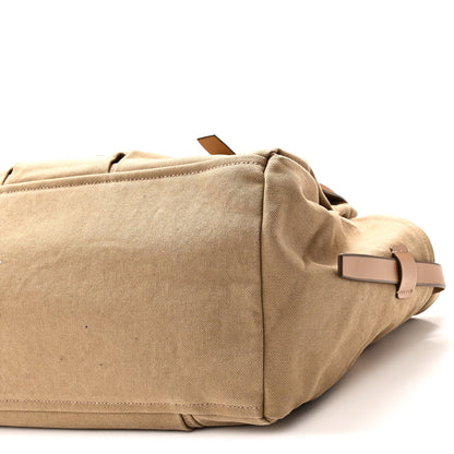 Canvas Calfskin Large Route Shoulder Bag Khaki