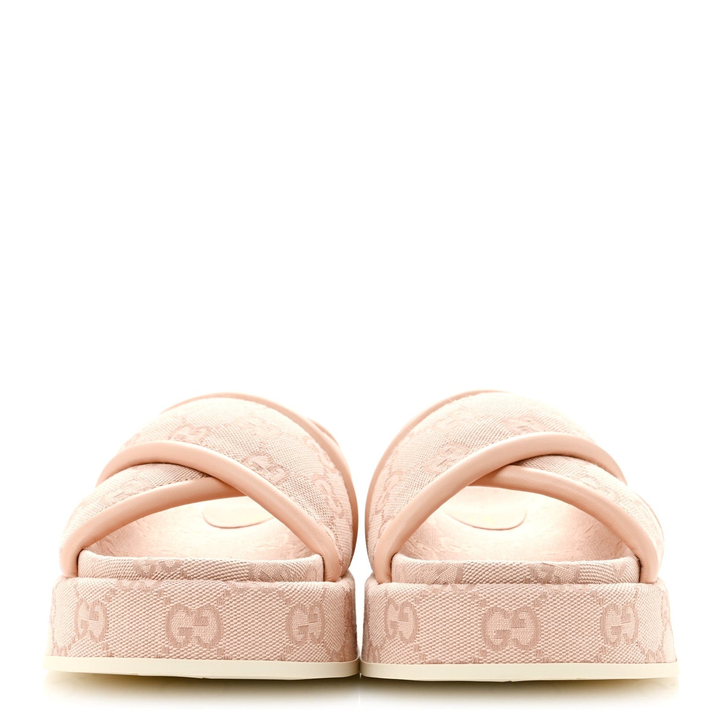 Monogram GG Calfskin Angelina Platform 55mm Slide Sandals 37.5 Rose Dust