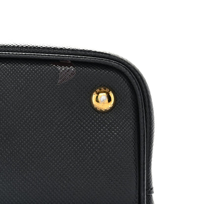 Saffiano Cuir Small Double Bag Black Fuoco