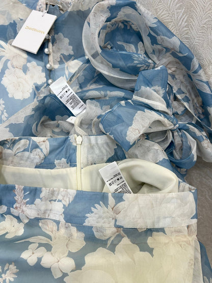 ZIMMER FLORAL PRINTED BLUE CHIFFON SET 269183