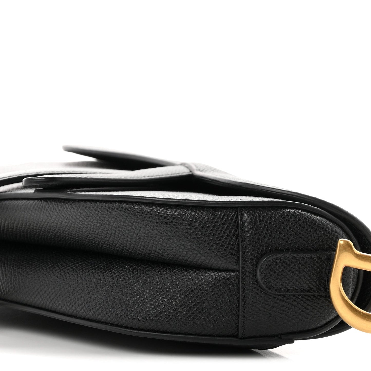 Grained Calfskin Mini Saddle Bag Black