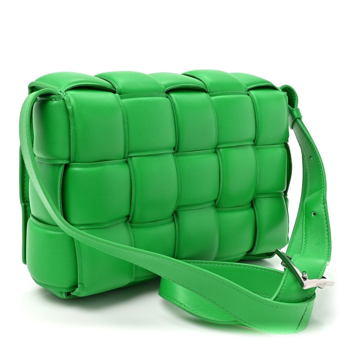 Nappa Maxi Intreccio Padded Cassette Crossbody Bag Parakeet