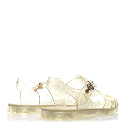 Shiny Rubber Double G Buckle Strap Sandals 41 Transparent
