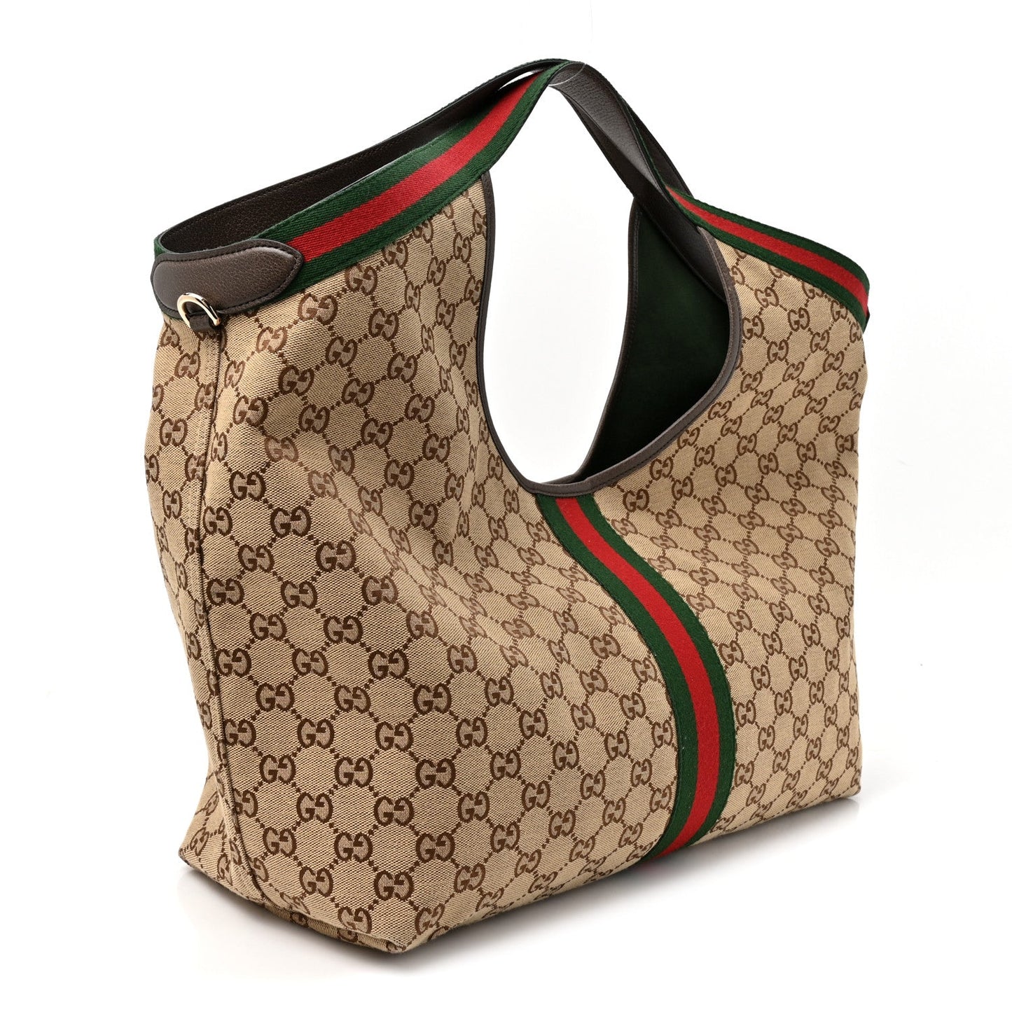 GG Monogram Web Large Giglio Tote Beige Brown