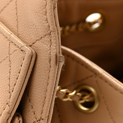 Caviar Quilted Small Chanel 25 Handbag Beige