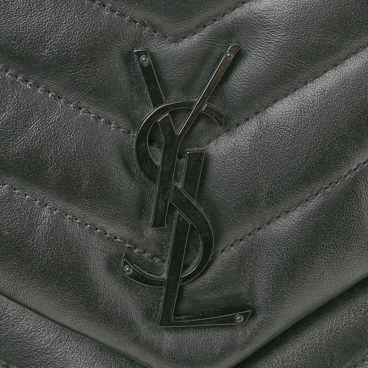Calfskin Y Quilted Monogram Monochrome Medium Loulou Chain Satchel Black