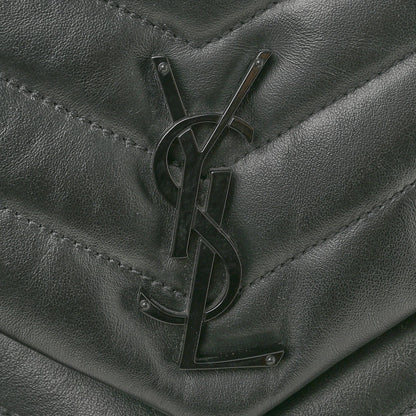 Calfskin Y Quilted Monogram Monochrome Medium Loulou Chain Satchel Black