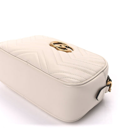 Calfskin Matelasse Small GG Marmont Chain Shoulder Bag  White