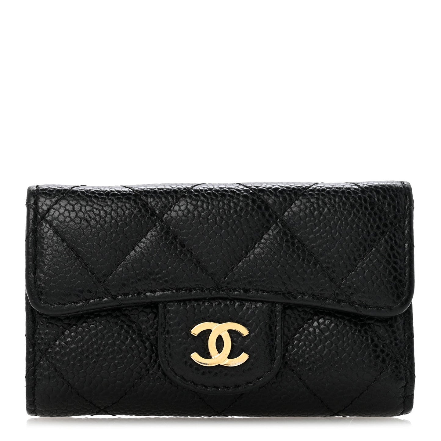 Caviar Quilted 6 Key Holder Black
