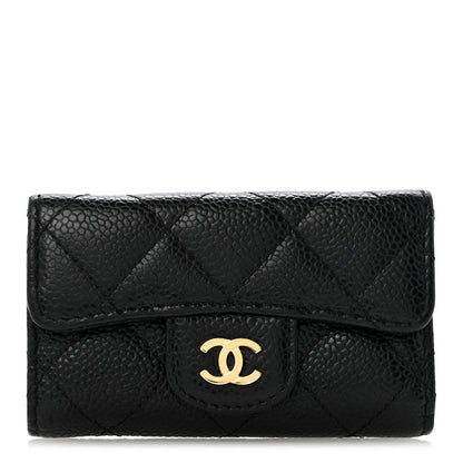 Caviar Quilted 6 Key Holder Black
