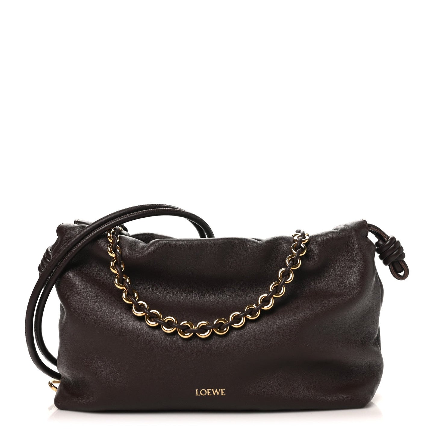 Mellow Nappa Medium Donut Chain Flamenco Knot Clutch Dark Burgundy
