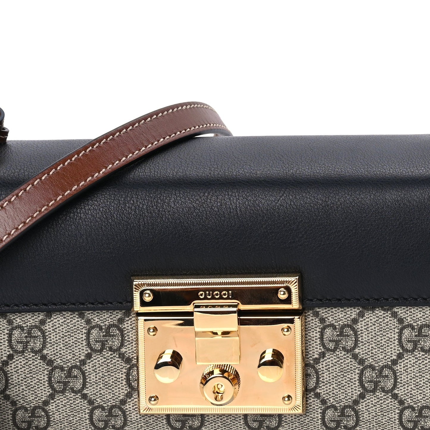 GG Supreme Monogram Calfskin Padlock Mini Shoulder Bag Brown