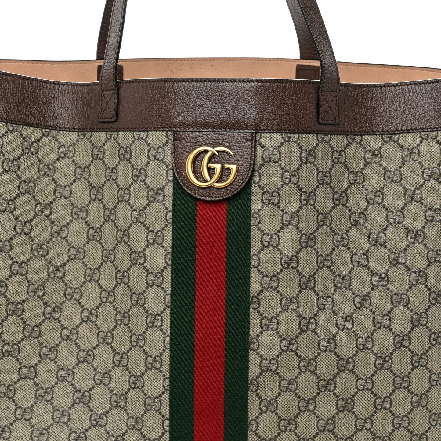 GG Supreme Monogram Web Ophidia Tote Brown