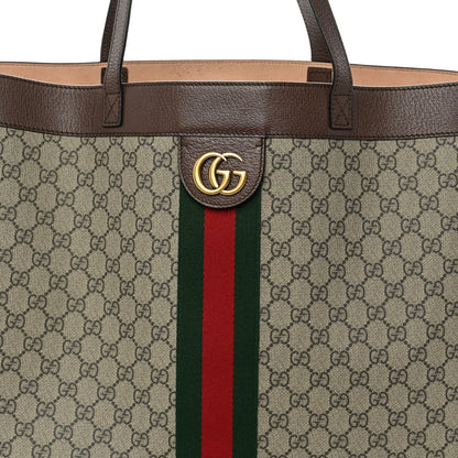 GG Supreme Monogram Web Ophidia Tote Brown