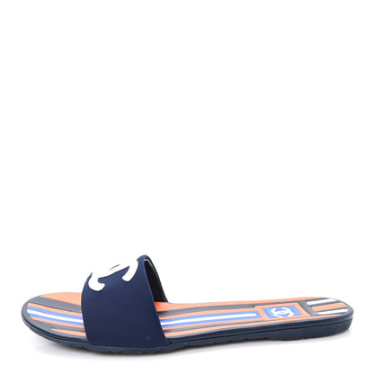 Rubber CC Mules Sandals  38  Dark Navy Blue Orange