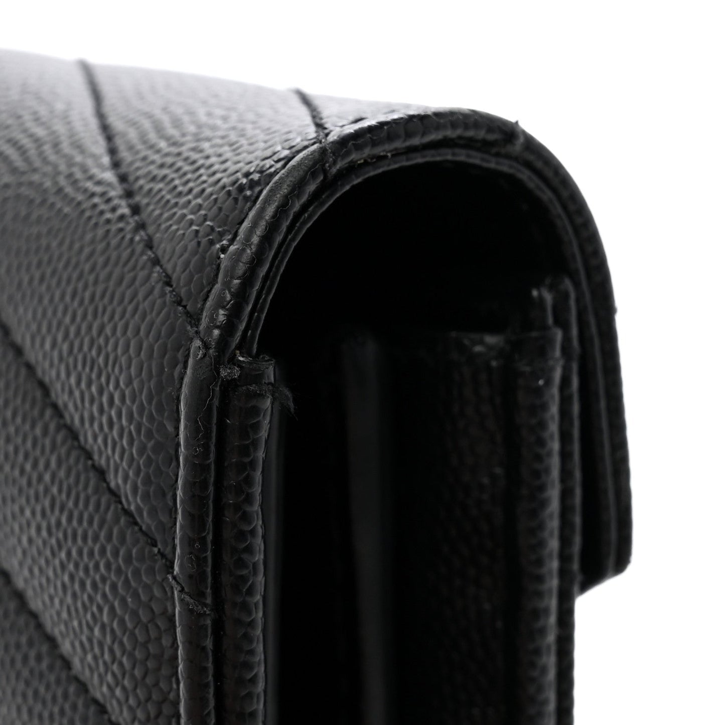 Grain De Poudre Matelasse Chevron Monogram Flap Wallet Black