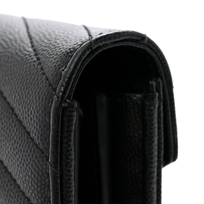 Grain De Poudre Matelasse Chevron Monogram Flap Wallet Black