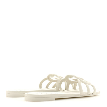 Rubber Interlocking G Womens Slide Sandals 39 Mystic White