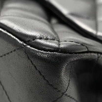 Lambskin Quilted Jumbo Single Flap Black
