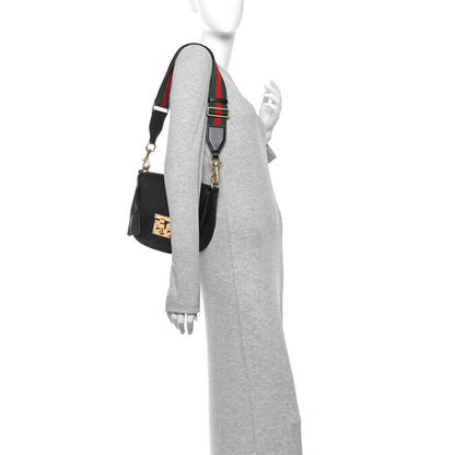 Guccissima Web Medium Padlock Messenger Shoulder Bag Black