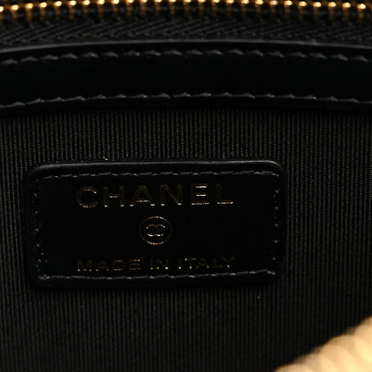 Calfskin Quilted Pearl Medium Cosmetic Case Black