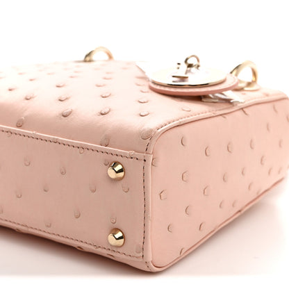 Ostrich Mini Lady Dior Light Pink
