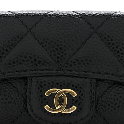 Caviar Quilted 6 Key Holder Black