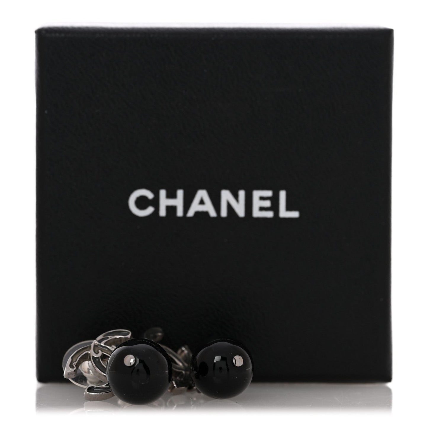 Ruthenium Bead CC Drop Earrings Black