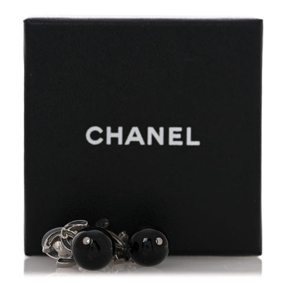 Ruthenium Bead CC Drop Earrings Black