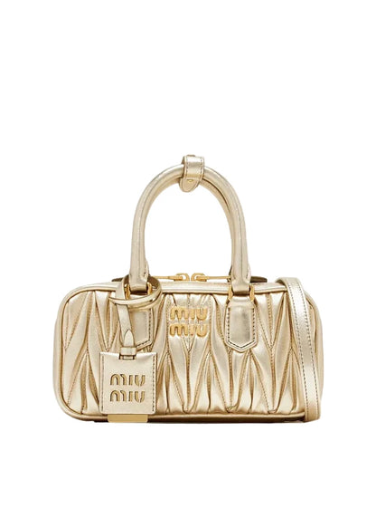 BOWLING BAG 21 IN GOLD LAMBSKIN