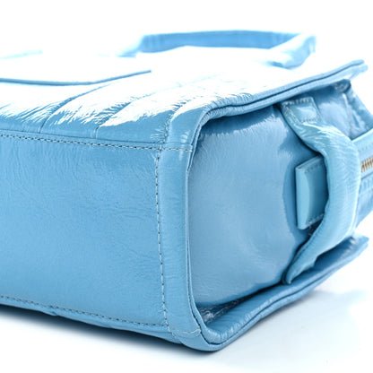 Shiny Crinkled Calfskin The Tote Bag Air Blue