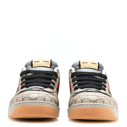 GG Supereme Monogram Miro Soft Calfskin Web Mens Screener Sneakers 9.5 Beige Ebony Black New Platinum