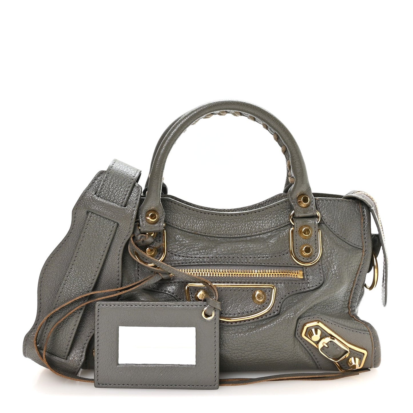 Chevre Gold Metallic Edge Hardware Mini City Gris Acier