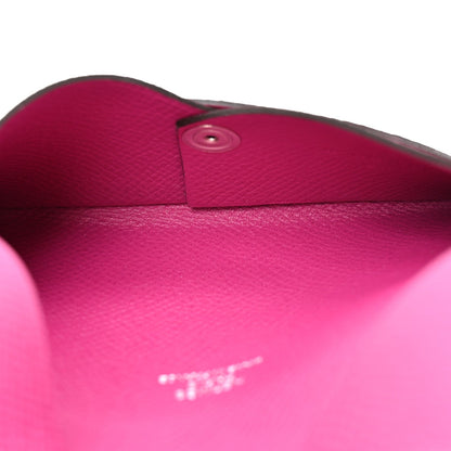 Epsom Calvi Card Case Rose Pourpre