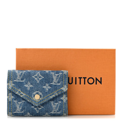 Denim Monogram Jacquard Victorine Wallet Blue