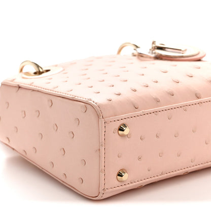 Ostrich Mini Lady Dior Light Pink