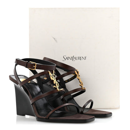 Calfskin Cassandra 90 Wedges 37.5 Ultra Dark Brown