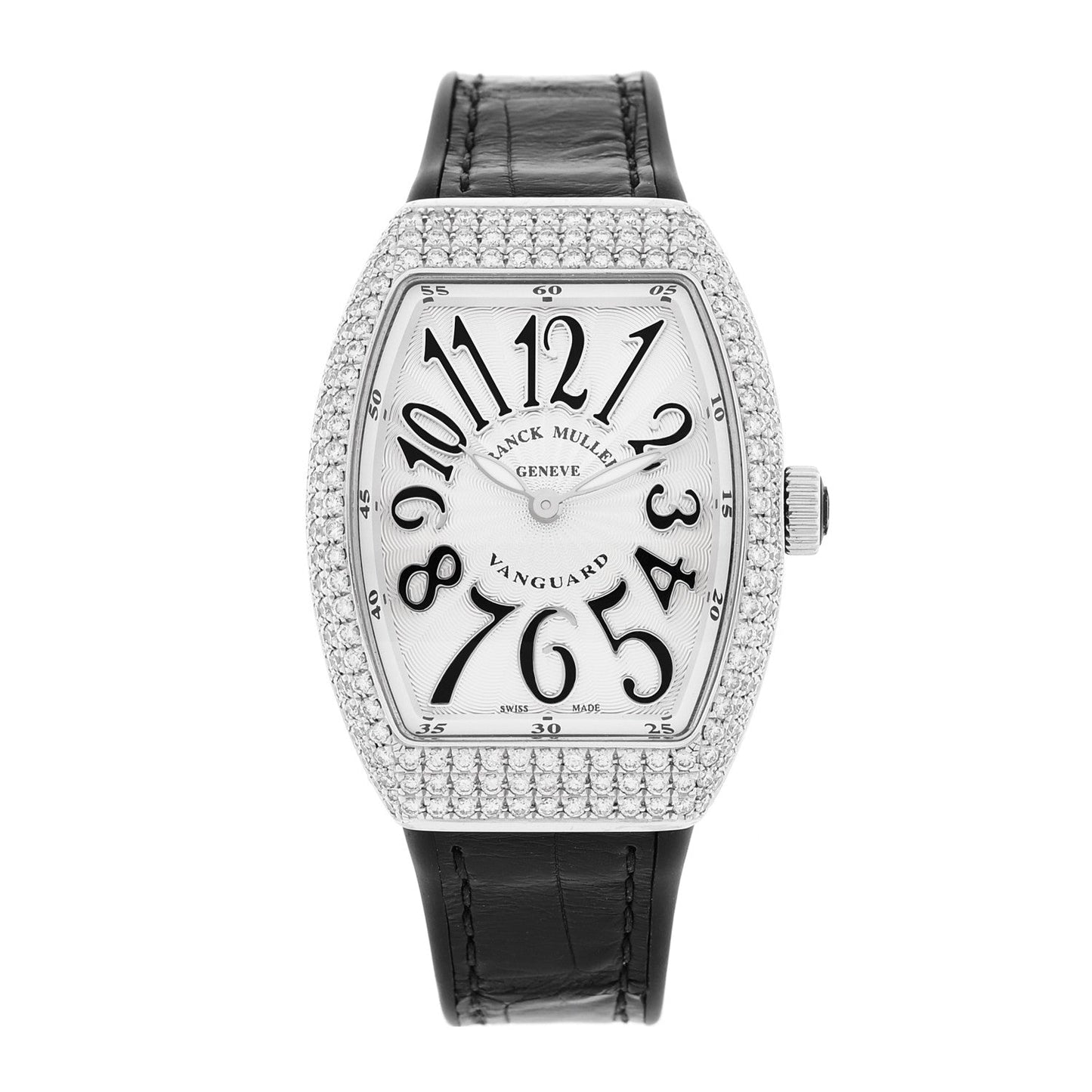 Stainless Steel Alligator Diamond Pave Bezel 32mm Vanguard Quartz Watch V32QZDACNR