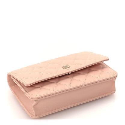 Caviar Quilted Wallet on Chain WOC  Light Pink