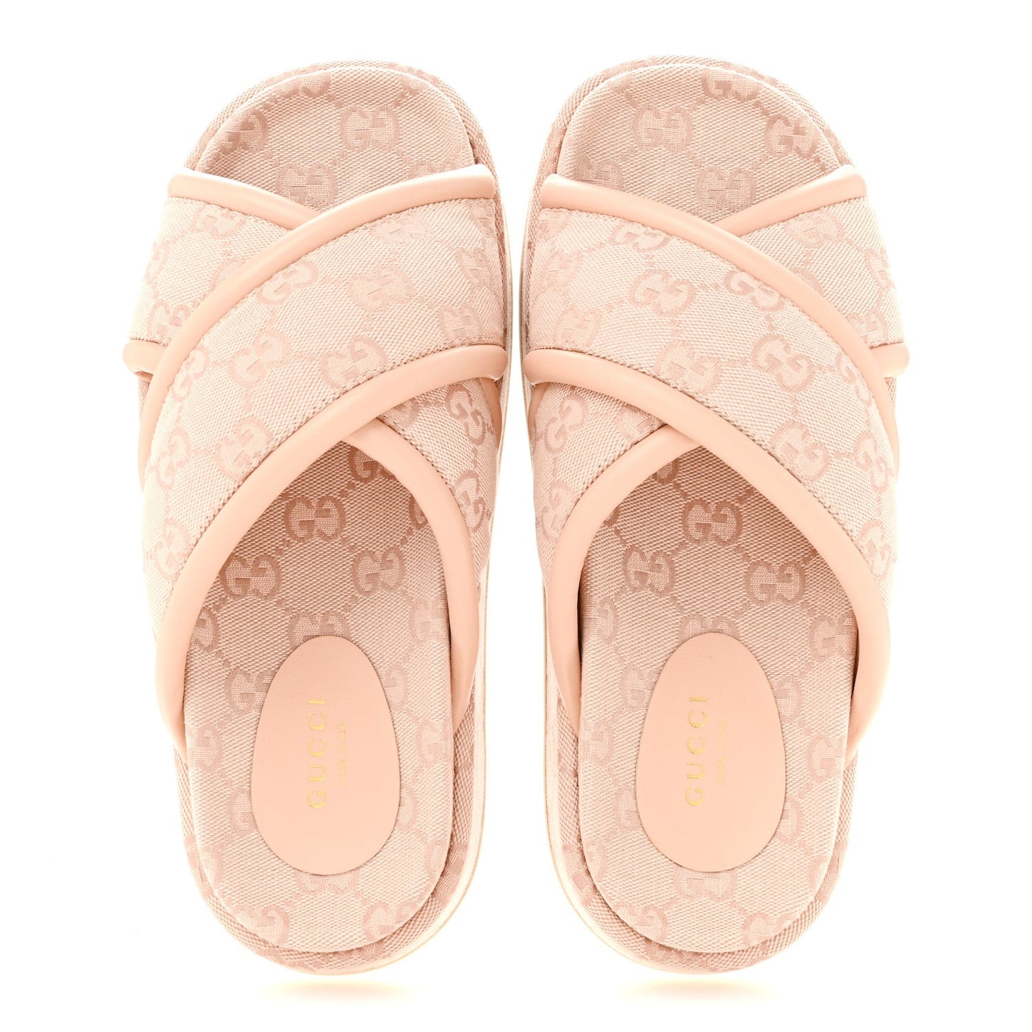 Monogram GG Calfskin Angelina Platform 55mm Slide Sandals 37.5 Rose Dust