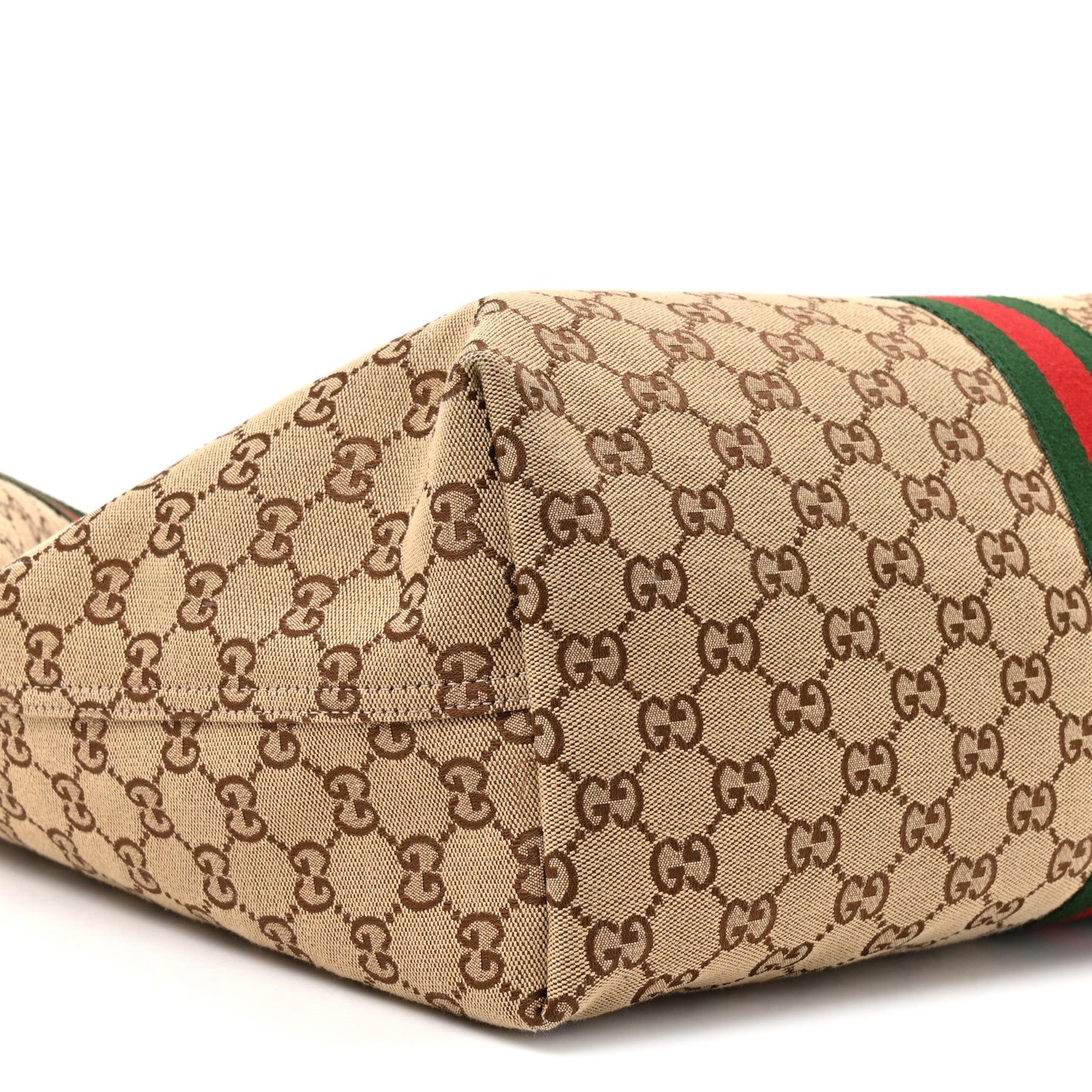 GG Monogram Web Large Giglio Tote Beige Brown