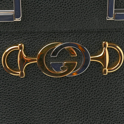 Grainy Calfskin Small Zumi Top Handle Bag Black