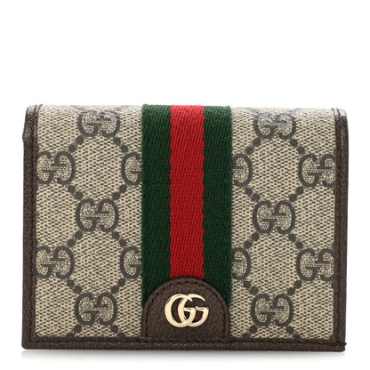 GG Supreme Monogram Web Ophidia Small Wallet Beige Dark Brown
