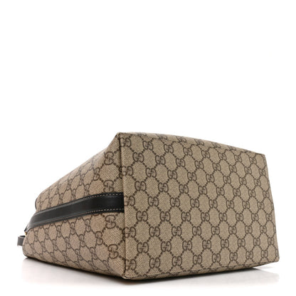 GG Supreme Monogram Medium Emblem Bucket Bag  Beige Dark Brown Black