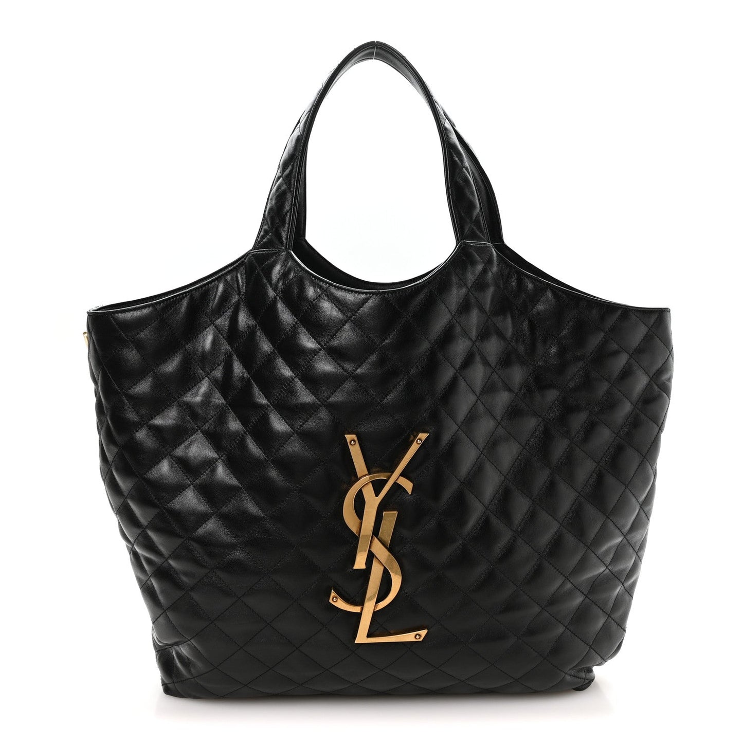 Lambskin Quilted Maxi Icare Shopping Tote Black