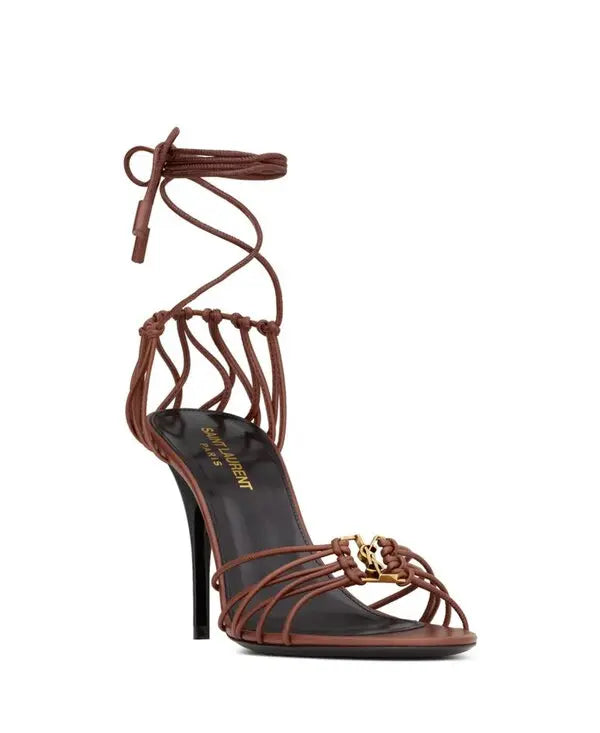 BABYLONE SANDALS 90 IN BLACK BROWN LAMBSKIN