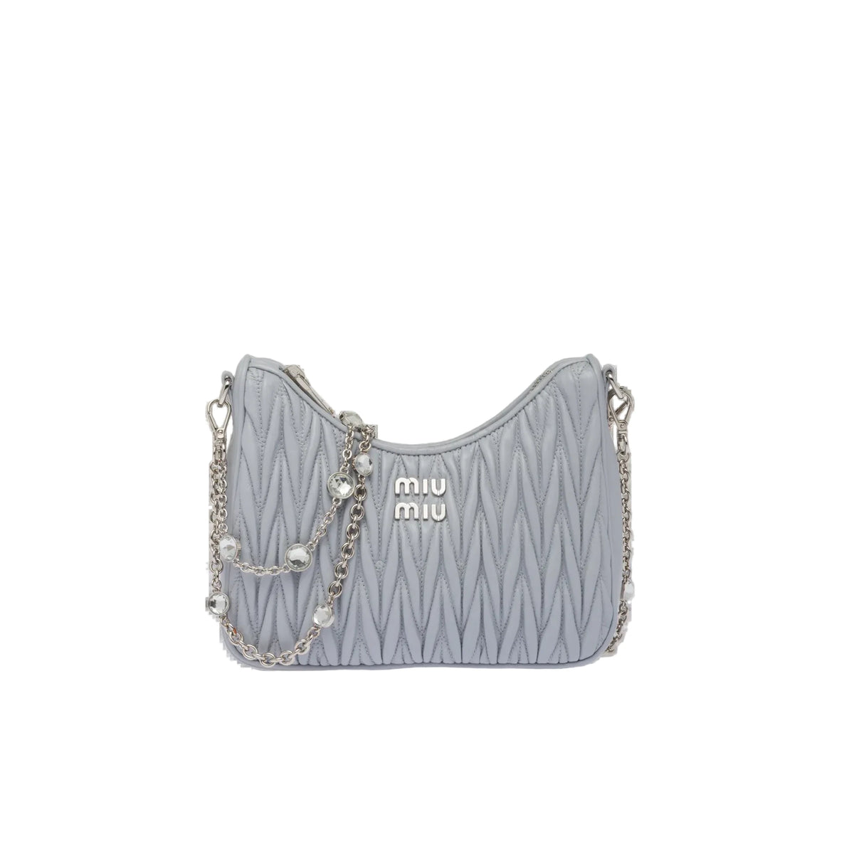 CRYSTAL CHAIN 25 BAG IN BABY BLUE LAMBSKIN