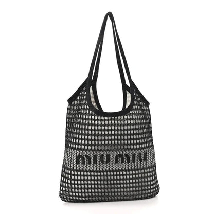 ivy mini tote bag 40cm black woven fabric and linen